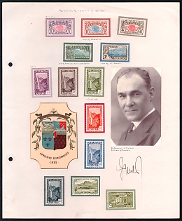 Reunion, French Colonies Presentation Sheet with stamps, Photograph and signature of Governor L. Truitard