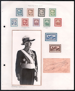 Tunis, French Colonies Presentation Sheet with stamps, Photograph and signature of Resident General of France M. A. Guillon