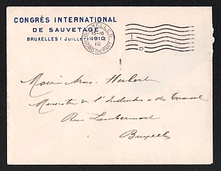 1910 (14 Mar) Belgium Commercial Cover ' International Congress on Rescue' to Brussels (Belgium) 'BRUXELLES (JUILLET) NORD DEPART'