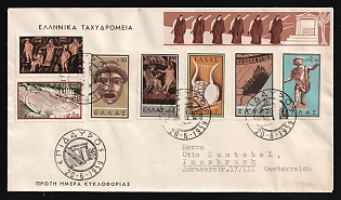 1959 (20 Jun) Greece, First Day Cover with 'Ancient Greek Theatre' Stamps, Cover from Epidaurus (Greece) to Innsbruck (Austria) franked with Full Set of 20l-6dr, Special Cancellations