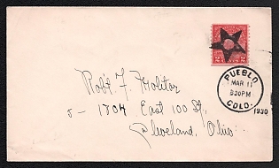 1930 (11 Mar) United States, Cover from Pueblo (USA), to Cleveland (USA), franked with 2c with Black star handstamp