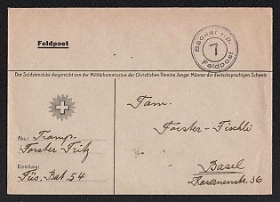 Switzerland Field Post 'Baker K.P. 7', Military Post Cover 'By the Military Commission of the Young Men's Christian Association' to Basel (Switzerland)