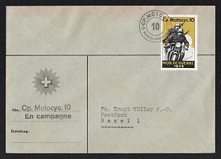 Switzerland Field Post 'Cp. motorcycle 10', Military Post Cover to Basel  (Switzerland), franked with Postmark ' MOB.DE GUERRE 1939'