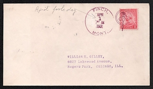 1931 (1 Apr) United States, Chicago (USA) Locally Adressed Cover 'April fool's day', franked with 2c and canceled by violet 'Finch' Handstamp