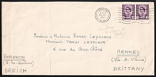 1964 (23 Jun) Local Cover from Aberdare, Glamorgan, Wales (Great Britain) to Rennes, Brittany (France), franked with 3d pair of Great Britain
