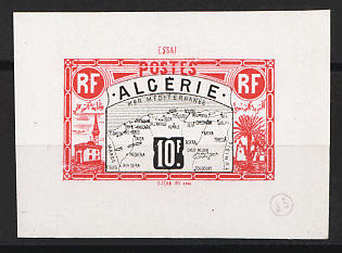 1906 10fr Algeria, French Colonies, Essay, Red, Signed
