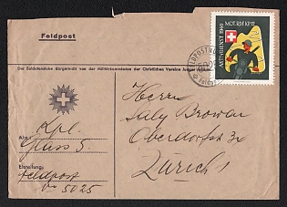1940 Switzerland Field Post 'Motorized Cyclist Company 12/5025', Military Post Cover to Zurich (Switzerland), franked with Postmark 'MOT. RDF. KP. 12'