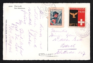 (11 Mar) Switzerland Field Post 'Mountain Fusilier Battalion 34', Military Post Cover to Basel (Switzerland), franked with 'Kriegsmobilmachung 1939' and 'Grenzbesetzung' Postmark