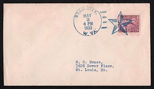 1933 (3 May) United States, Cover from Star City (USA) to St. Louis (USA), franked with 3c, canceled by Blue 'Star' Handstamp