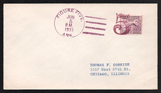 1933 (5 Jun) United States, Cover from Figure Five (USA) to Chicago (USA), franked with 3c, canceled by Violet 'Figure Five' Handstamp