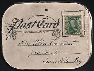 (8 Jul) United States, Postcard with Metal Frame from Waukesha (United States) to Louisville (United States), franked with 1c