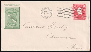 1904 (4 May) 2c United States, 'The Boston Tube', Postal Stationery Watermarked Advertising Commercial Cover from Boston (United States) to Amana (United States)