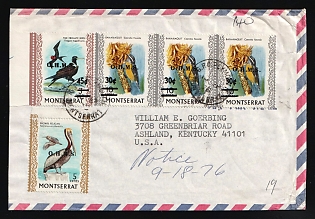 1976 (10 Sep) Montserrat, British Overseas Territories, British Commonwealth, Cover from Plymouth (Montserrat) to Ashland (Kentucky, United States) franked with Official Stamps 5c, 3 x 30c, 45c
