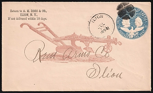 1894 (16 Jul) 1c United States, 'A. M. Ross & CO', Commercial Watermarked Cover used in Ilion (New York, United States), with Black Fancy Cancellation, Advertising of Agricultural Tool