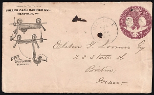1894 (2 Jul) 2c United States, 'Fuller Cash Carrier Co.', Commercial Watermarked Postal Stationery Cover from Meadville to Boston