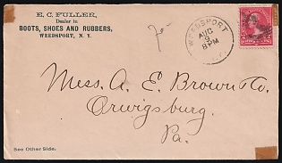 (9 Aug) United States, Commercial Cover from Weedsport (United States) to Orwigsburg (United States), franked with 2c