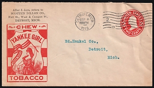 1912 (6 Sep) 2c United States, 'Scotten Dillon Co.', Commercial Postal Stationery Cover used in Detroit (United States)