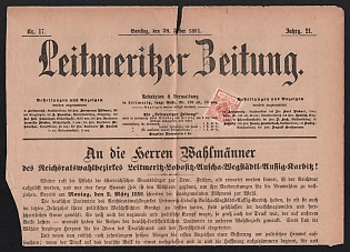 1891 (21 Oct) Austria-Hungary, 'Leitmeritz Newspaper', paid with 1kr Newspaper Tax Stamp