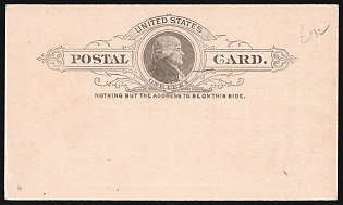 1886 1c United States, Jefferson, Postal Stationery Postcard