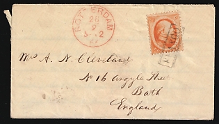1866 (28 Sep) Netherlands, Cover from Rotterdam to Bath (England) franked with 15c