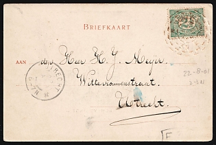 1901 (22 Aug) Netherlands, 'Breakwater in Scheveningen' Postcard from Hague to Utrecht franked with 2.5c
