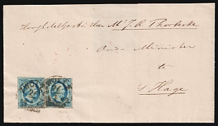 1860 (26 Jan) Netherlands, Cover from Zwolle to Hague franked with pair of 5c