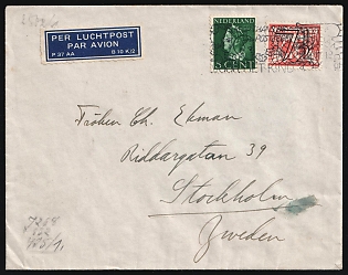 1942 (Oct) Netherlands, 'Buy Stamp for Child Now', Censored Airmail Cover from Amsterdam to Stockholm franked with 5c and 7.5c, Commemorative Postmark