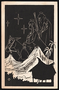 1949 (19 Dec) Netherlands East Indies, Military Mail, Airmail Christmas Postcard from soldier in Cirebon to Amsterdam with Postage free in December mark