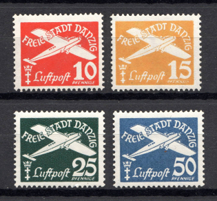 1938-39 Germany Danzig Gdansk Airmail (CV $15, Full Set)