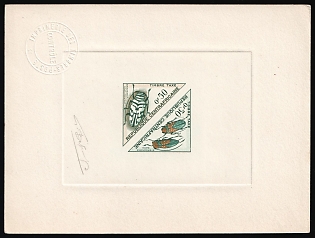 1961 0.50fr, Central African Republic, Master Die Proof Sunken Sheetlet, Imperforate, Signed by Artist