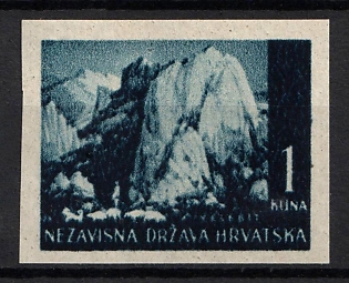 1941 1k Croatia, NDH, Proof, Imperforate, Thin Paper