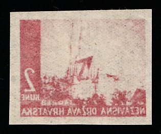 1941 2k Croatia, NDH, Proof, OFFSET, Imperforate, Thin Paper