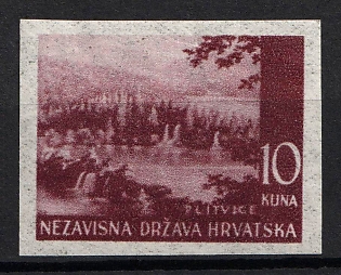 1941 10k Croatia, NDH, Proof, Imperforate, Thin Paper