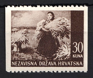1941 30k Croatia, NDH, Missing Perforation