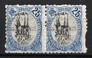 1902 25fr, French Somali Coast, Inverted Center, Horizontal pairs