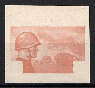 1943 9k+4.50k Croatian Legion, Croatia, NDH, Proof, Imperforate, Thin Paper, Margin