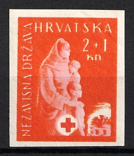 1943 2k+1k Croatia, NDH, Imperforate, Orange Proof