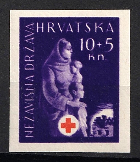1943 10k+5k Croatia, NDH, Imperforate, Dark Violet Proof