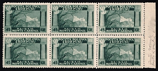 1945 45gr Barletta - Trani, Polish II Corps in Italy, Poland, DP Camp, Displaced Persons Camp, Margins, Block of Six