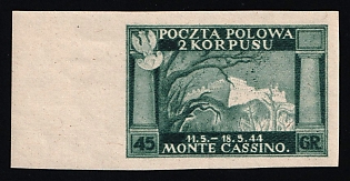 1945 45gr Barletta - Trani, Polish II Corps in Italy, Poland, DP Camp, Displaced Persons Camp, Margin, Imperforate