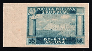 1945 55gr Barletta - Trani, Polish II Corps in Italy, Poland, DP Camp, Displaced Persons Camp, Margin, Imperforate