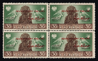 1946 30с Barletta - Trani, Polish II Corps in Italy, Poland, DP Camp, Displaced Persons Camp, Block of Four