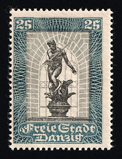 1929 25+25pf Danzig Gdansk, Germany, Signed