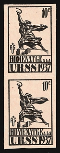 1937 10c Tribute to the USSR, Cinderella, Russia, Pair