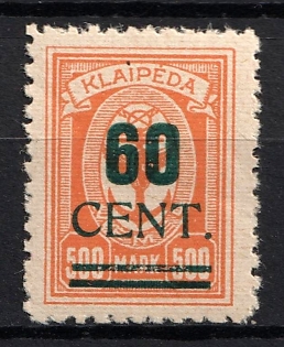 1923 60c, Memel, Germany, Signed