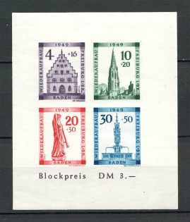 1948 Germany French Zone of Occupation Block (Imperf, CV $90, MNH)
