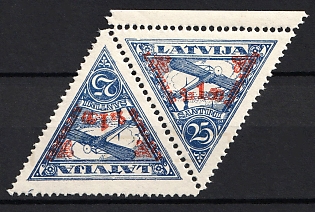 1931 25s Latvia, Airmail, Tete-Beche