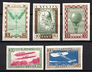 1932 Latvia, Imperforate, Airmail, Complete Set