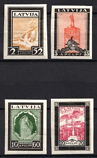 1933 Latvia, Imperforate, Airmail, Complete Set