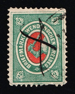1875 2k Wenden, Livonia, Russian Empire, Russia, Pen Cancel